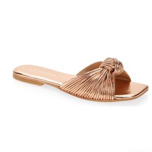 Jeffrey Campbell Metallic Rose Gold Knotted Slide Sandal